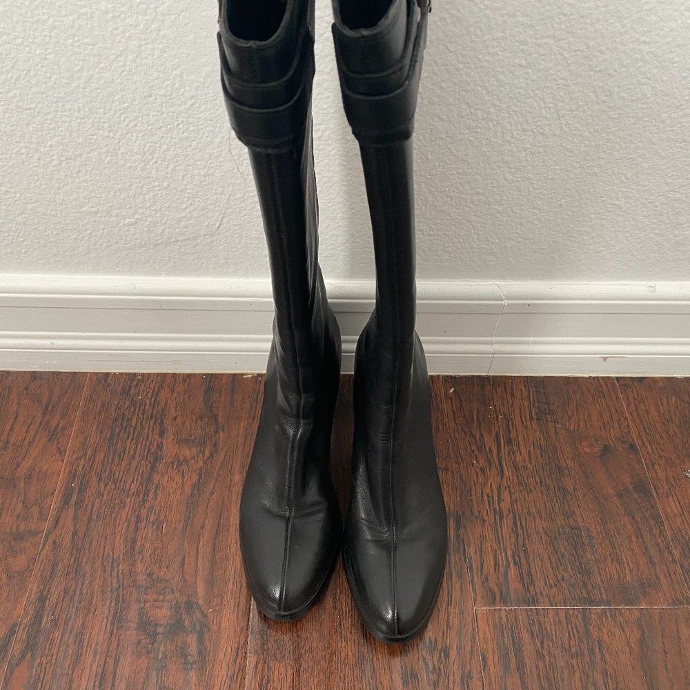 Ameda Chic 100% Cowhide Leather Knee Boots  (Black 35)
